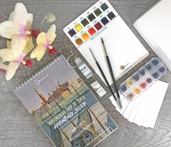 Watercolor Kit With Artbook Creative Diy Gift Watercolor Palette Paints Coloring Free Ship Watercolor Sketchbook Insparea Paint By Number - 