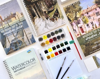 Watercolor Painting Kit: Italy, France, Venice Sketchbook, Blank Pages Sketchbook