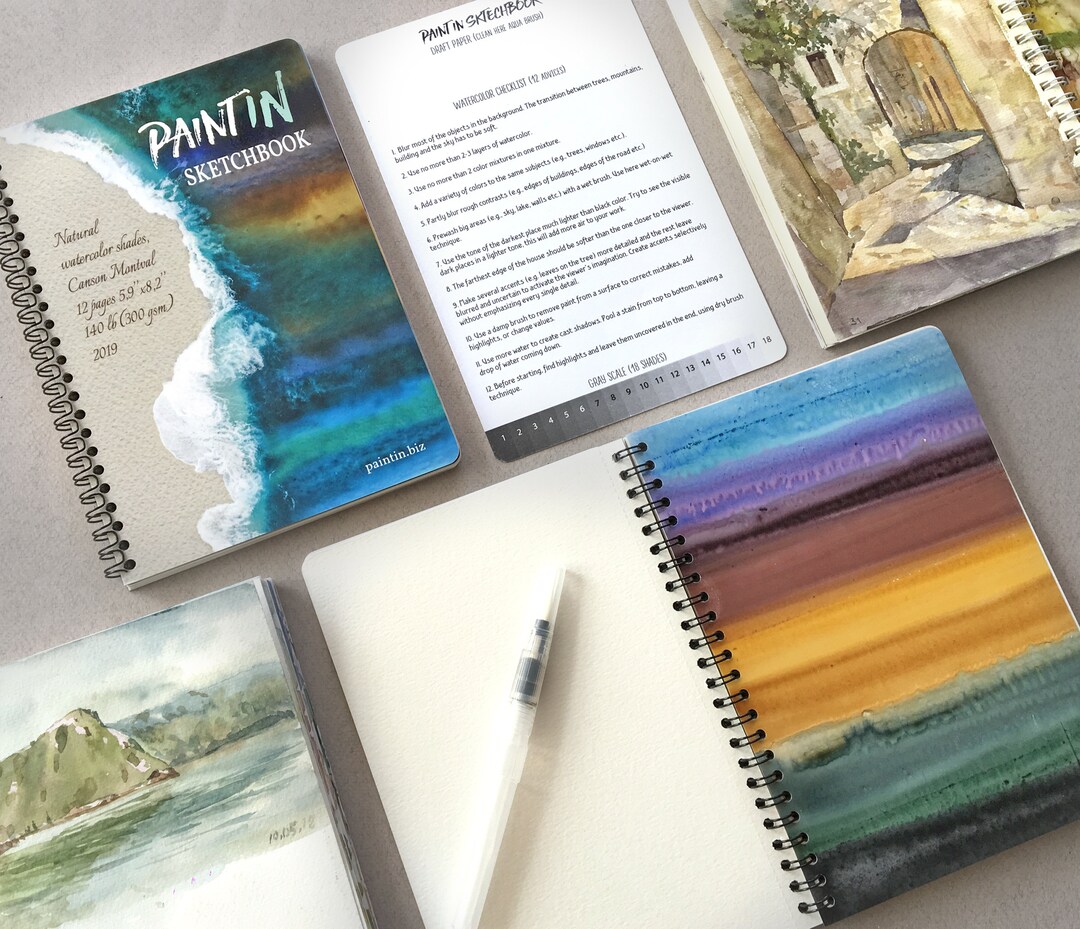 Paintin Sketchbook Watercolor Sketchbook Watercolor Palettes - Etsy