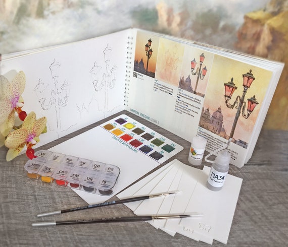 Watercolor Kit With Artbook Creative Diy Gift Watercolor Palette Paints Coloring Free Ship Watercolor Sketchbook Insparea Paint By Number - 