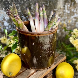 Colino per formaggio vintage francese alto color marrone cioccolato, faisselle provenzale rustico, stampo per formaggio in terracotta smaltata, dazi di importazione statunitensi coperti