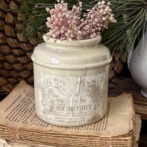 Crock de mostaza de gres vintage francés, olla Dijon 'Le Téméraire'