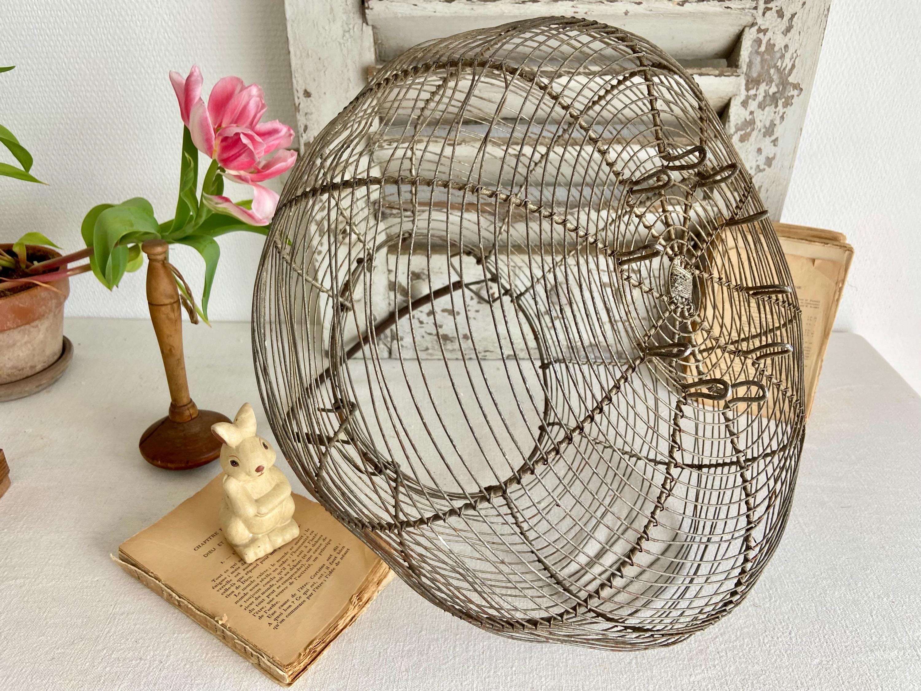 XXLサイズのフランス製ヴィンテージワイヤーエッグバスケット：素朴な