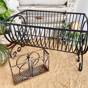 Vintage French Farmhouse Dish Rack: Black Wrought Iron Kitchenalia