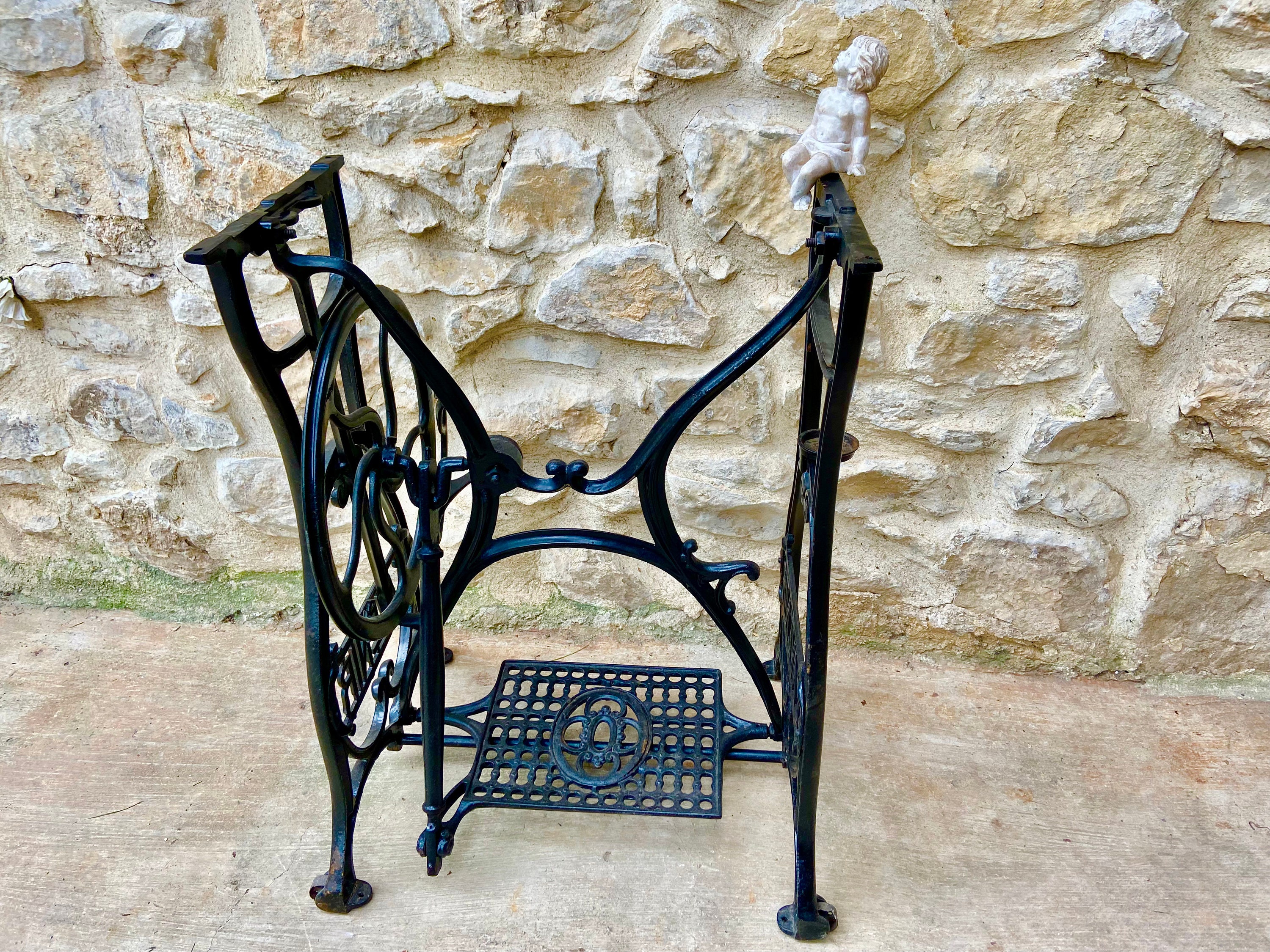 Antique Cast Iron Sewing Machine Stand Black Iron Treadle -  Norway