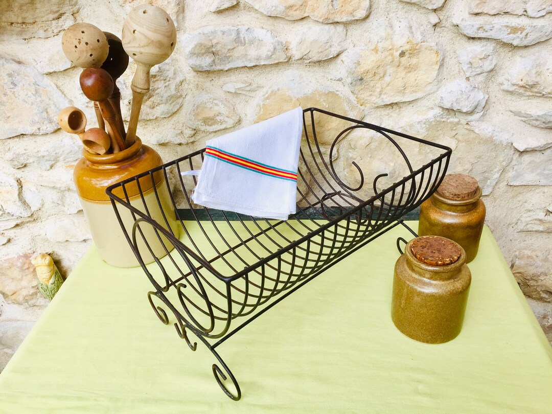 Vintage French Metal Wire Dish Rack: Rustic Farmhouse Kitchen Decor - Etsy