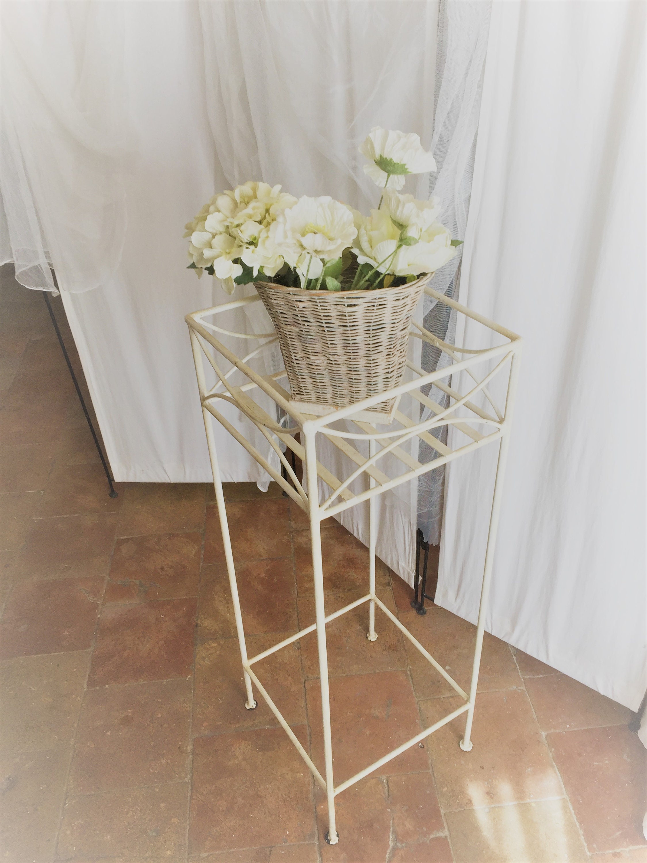 Planter Stand French white shabbychic plant stand, garden