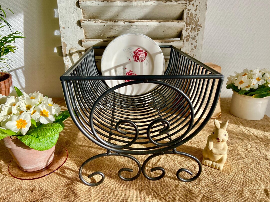 Vintage French Wrought Iron Dish Drying Rack: Farmhouse Kitchen Decor ...