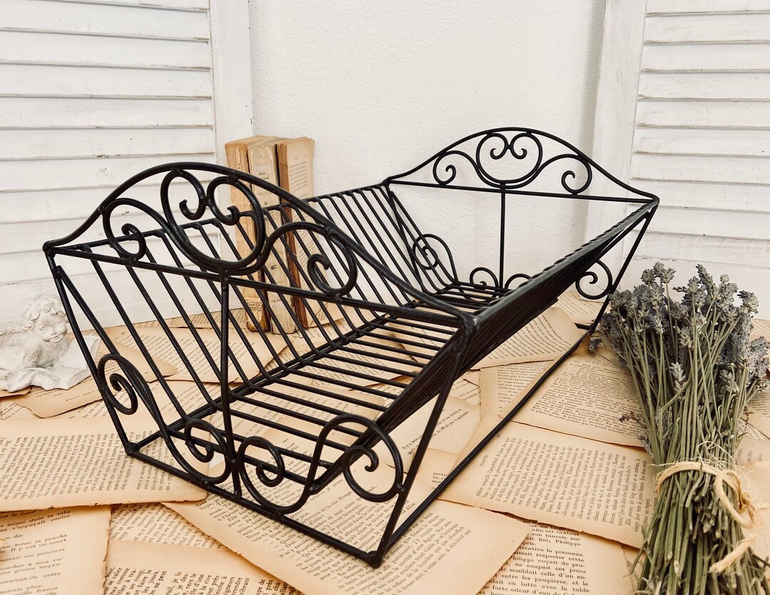 French Dish Rack, Vintage Black Wire Draining Board Plate Rack, Lovely