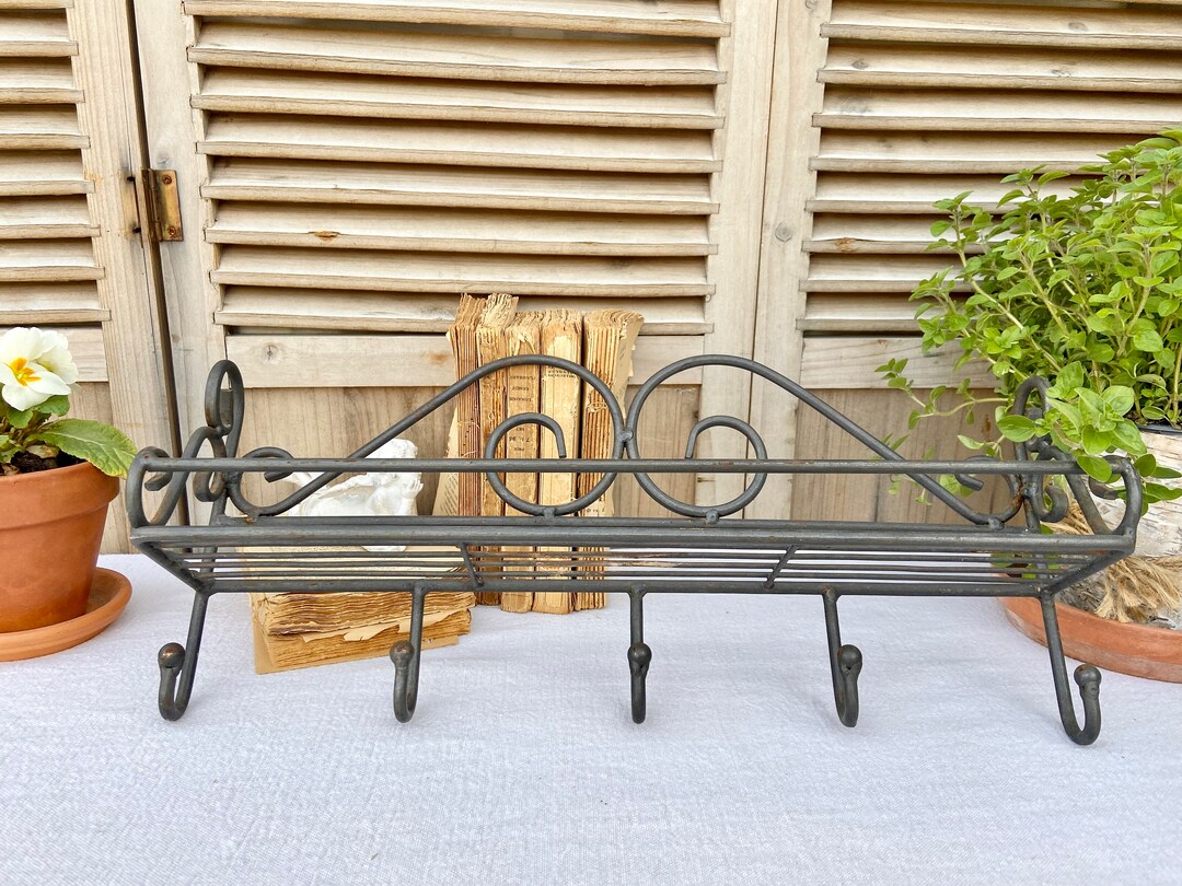 French Wrought Iron Kitchen Shelf Vintage Wall Mounted Spice Etsy