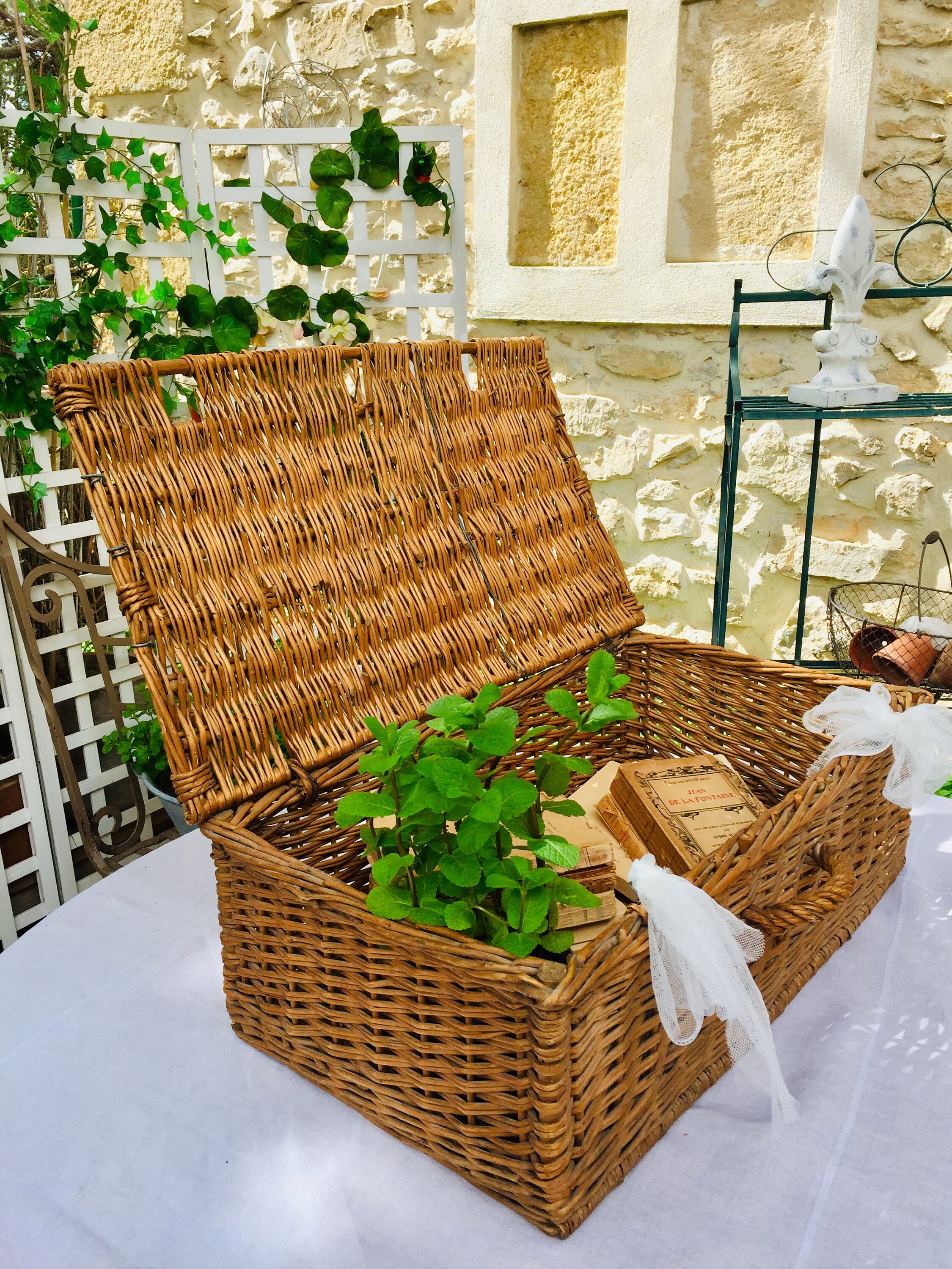 Cesta de almacenamiento de mimbre francés cesta vintage | Etsy