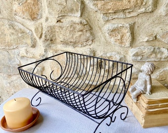 Vintage French Wire Dish Drainer, Rustic Kitchen Plate Drying Rack