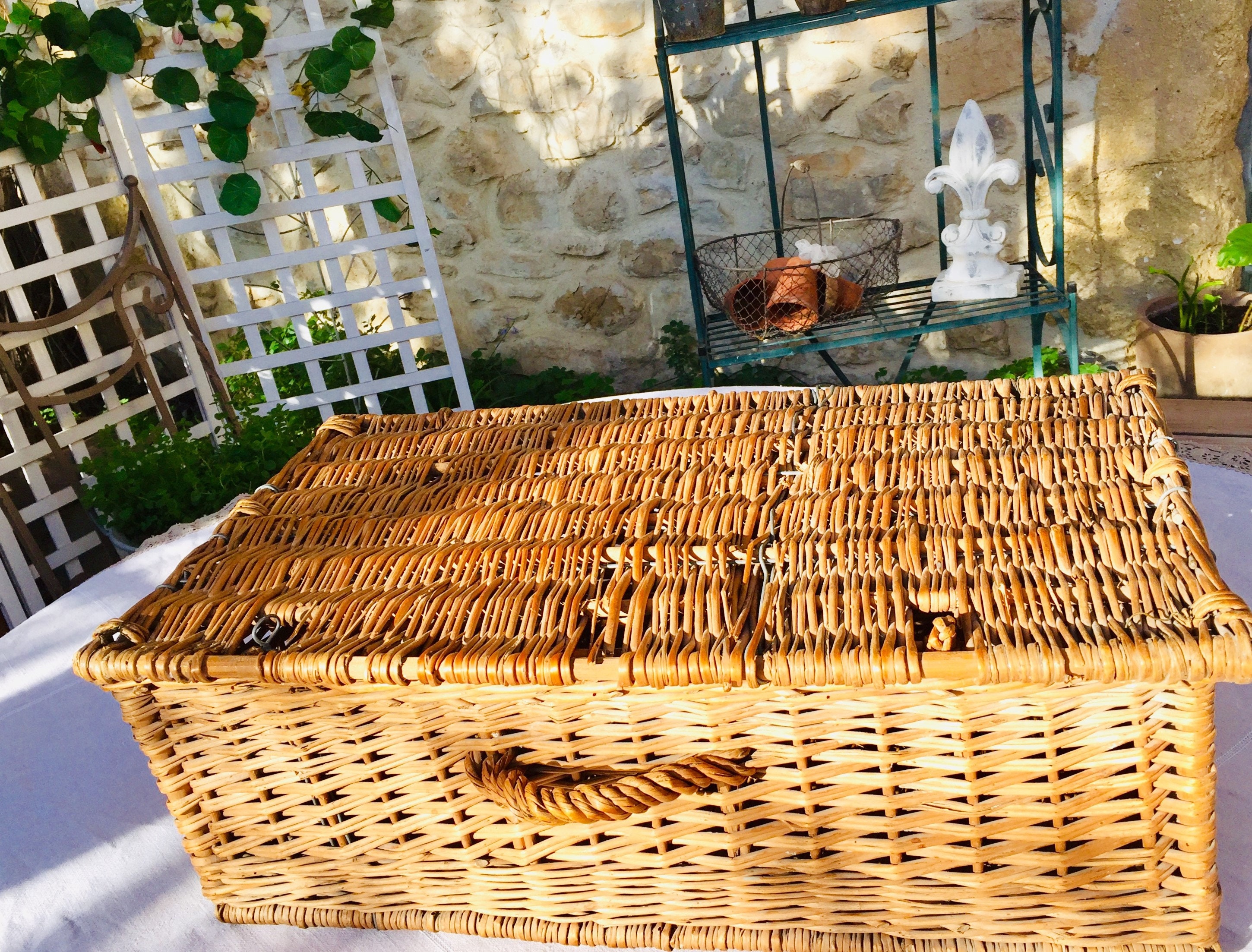 Cesta de almacenamiento de mimbre francés cesta vintage | Etsy