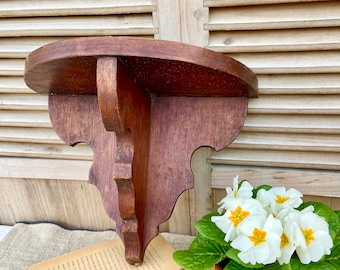 French Provincial Carved Wood Shelf: Rustic Wall Mounted Corbel
