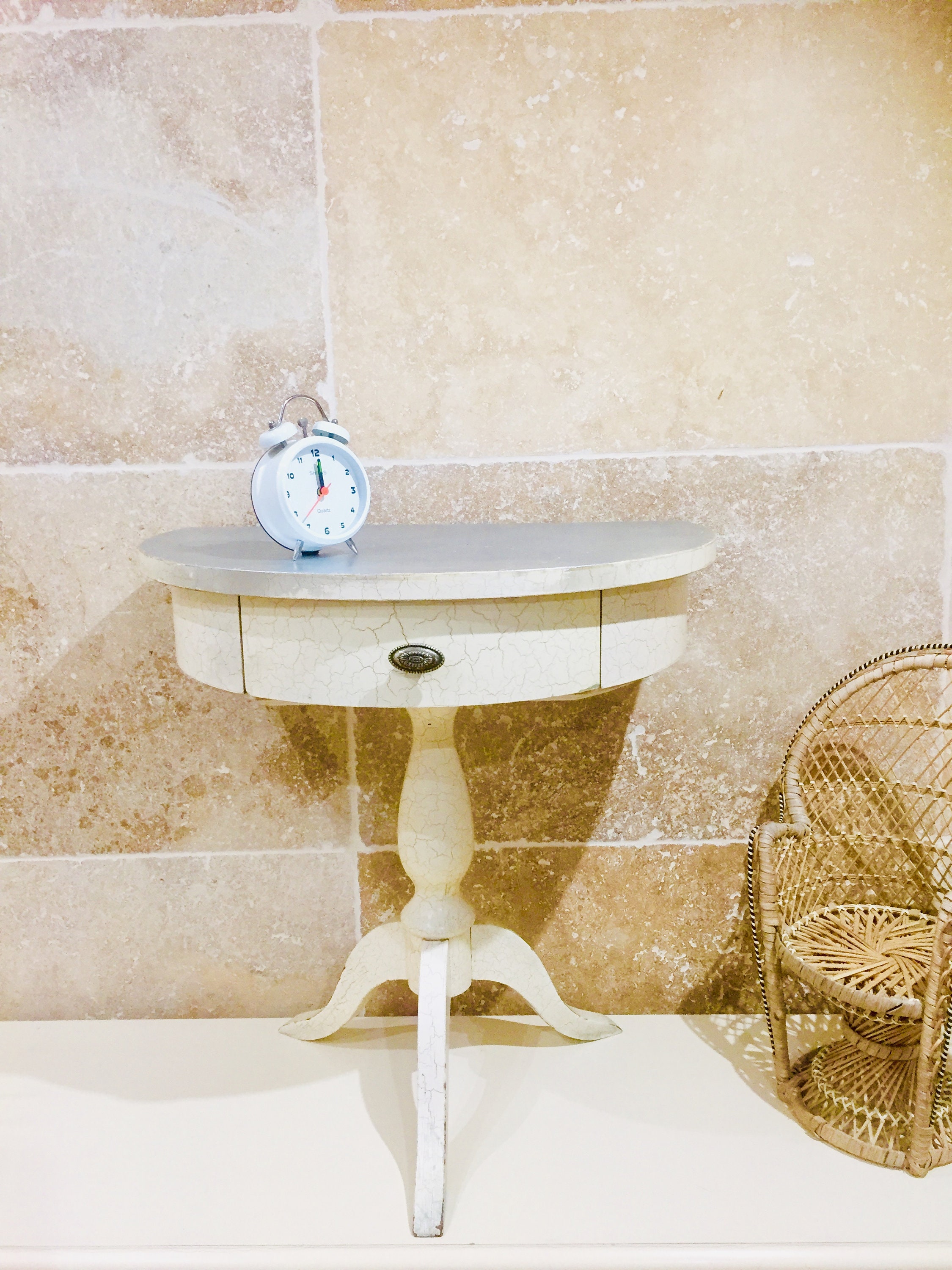 Formica nightstand, French mid century laminated crackle finish half