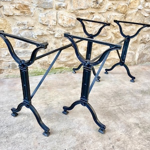 French bistro table, cast iron legs, only 4 remain available, vintage café, pub table, authentic black patio table, Art Deco style table