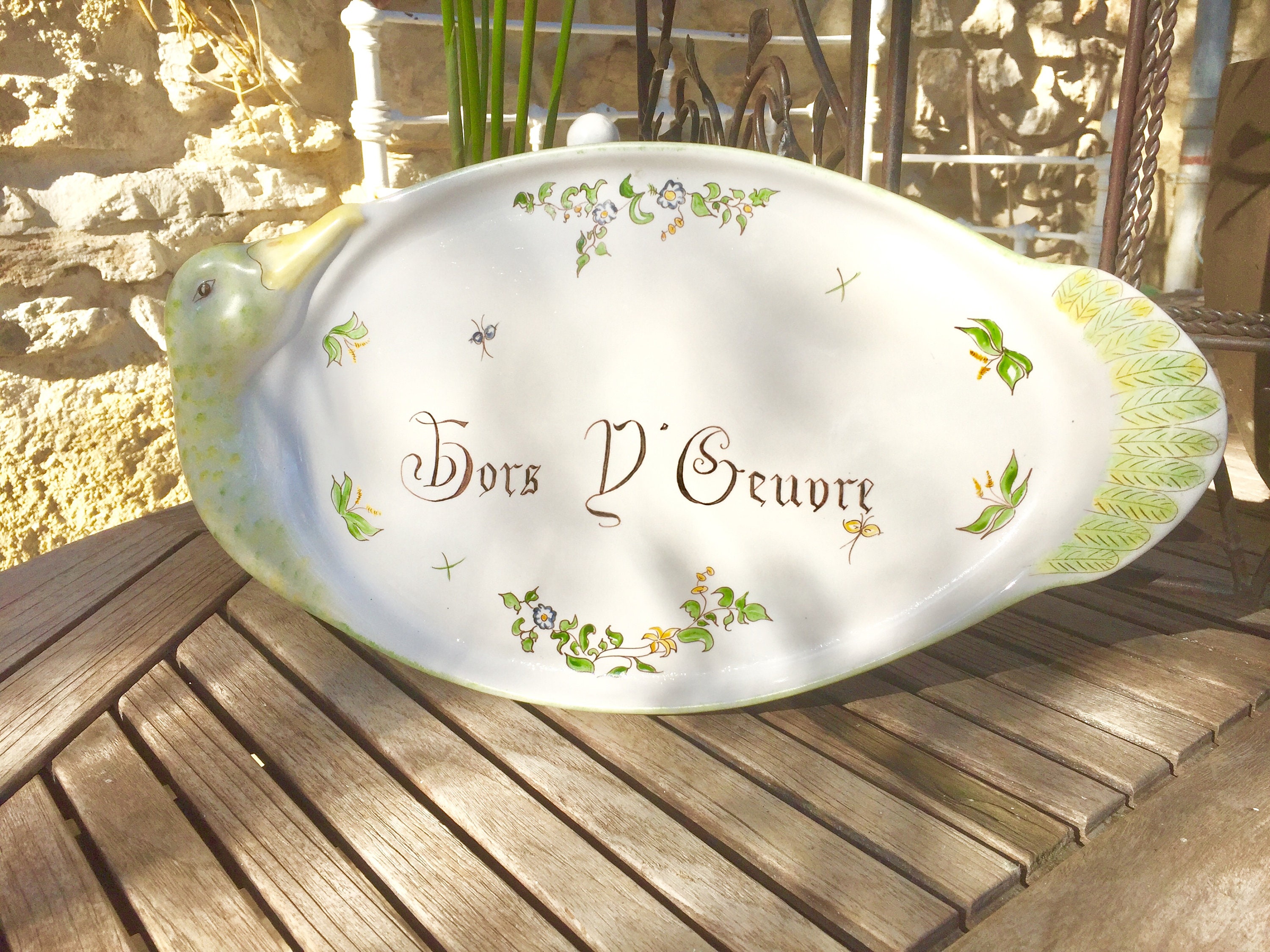French hors d'oeuvre platter foie gras serving dish, ceramic ironware