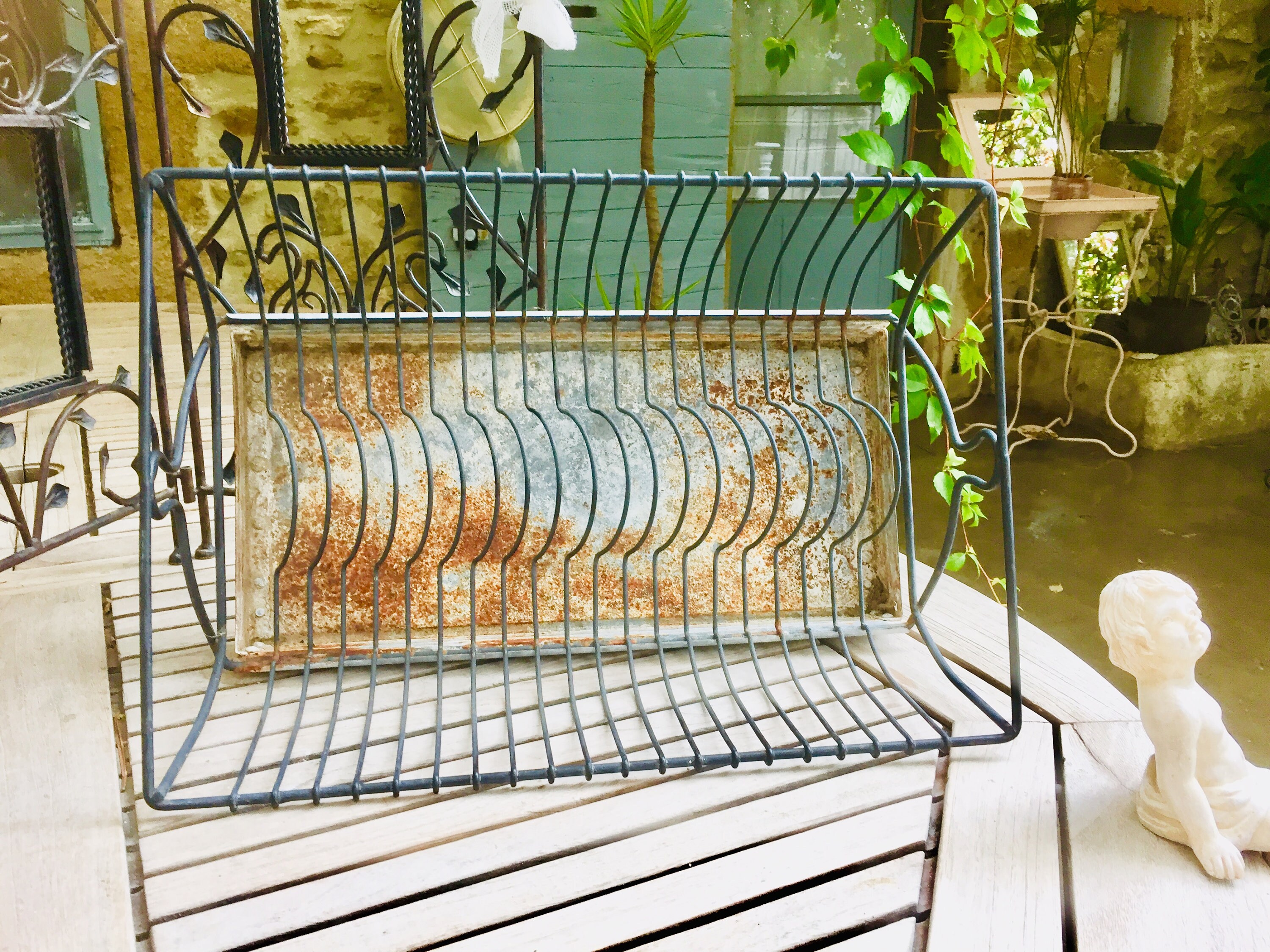 French draining rack / French Metal dish drying Rack with drainer tray