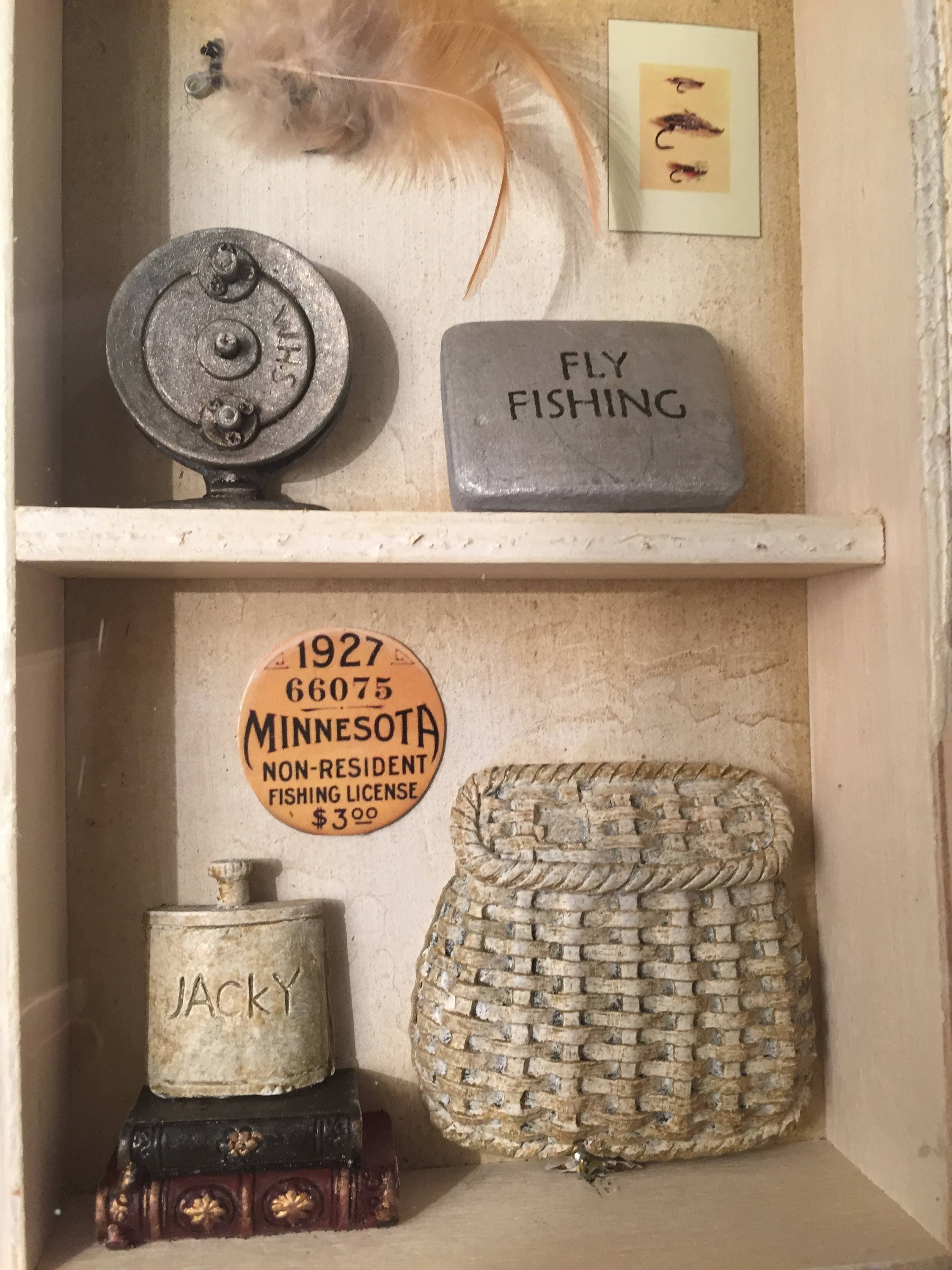 Fisherman gift display cabinet, cabin wall display, Fisher's shadow box, fishing  tackle, Minnesota fly fishing wall hanging
