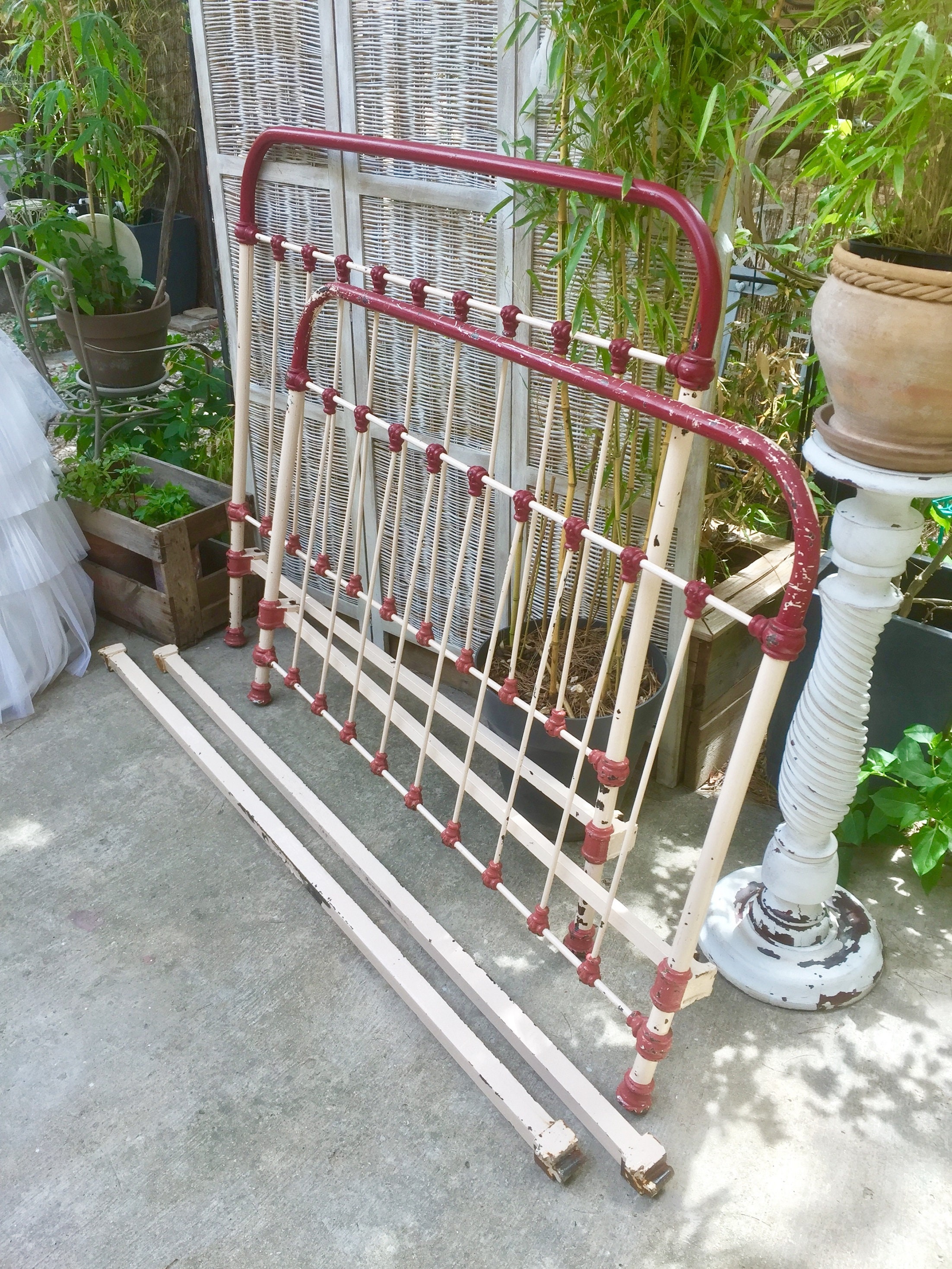 Antique French cast iron bed beautiful shabby patina twin Etsy
