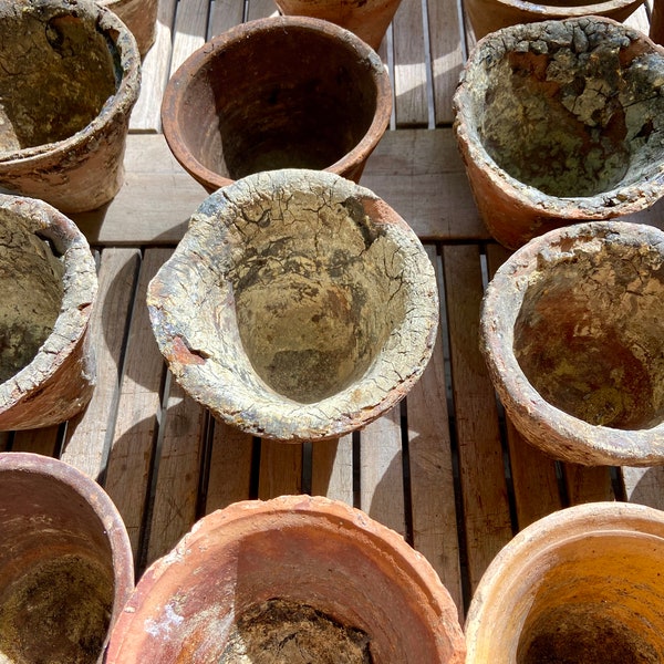 Pots français en résine, lot de 3, pots antiques en terre cuite, pots de collection en résine provinciaux français, authentique décoration de jardin de patio de ferme