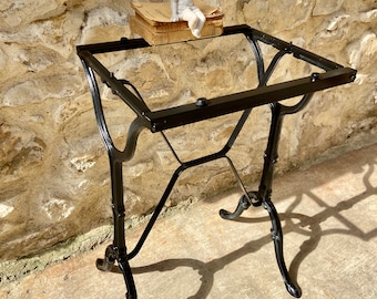 Antique French Bistro Table, Black Cast Iron Cafe Table, Belle Epoque