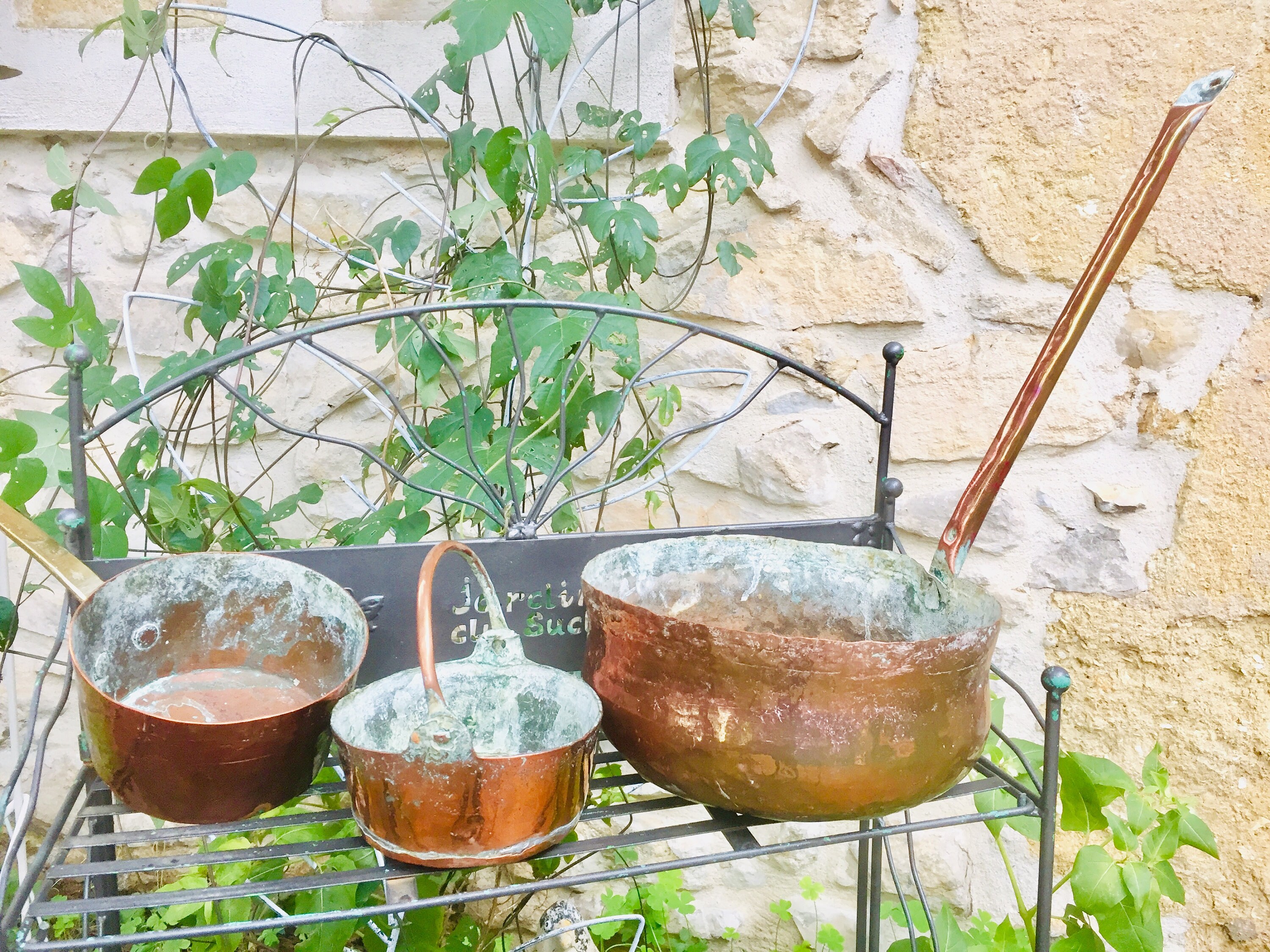 Vieux Ustensiles de Cuisine en Cuivre, Casseroles Primitives Antiques Doublées d'étain, Authentique 