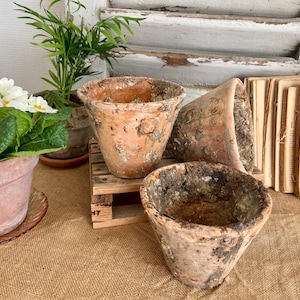 Antique French Terracotta Resin Pots - Set of 3 - Farmhouse Decor