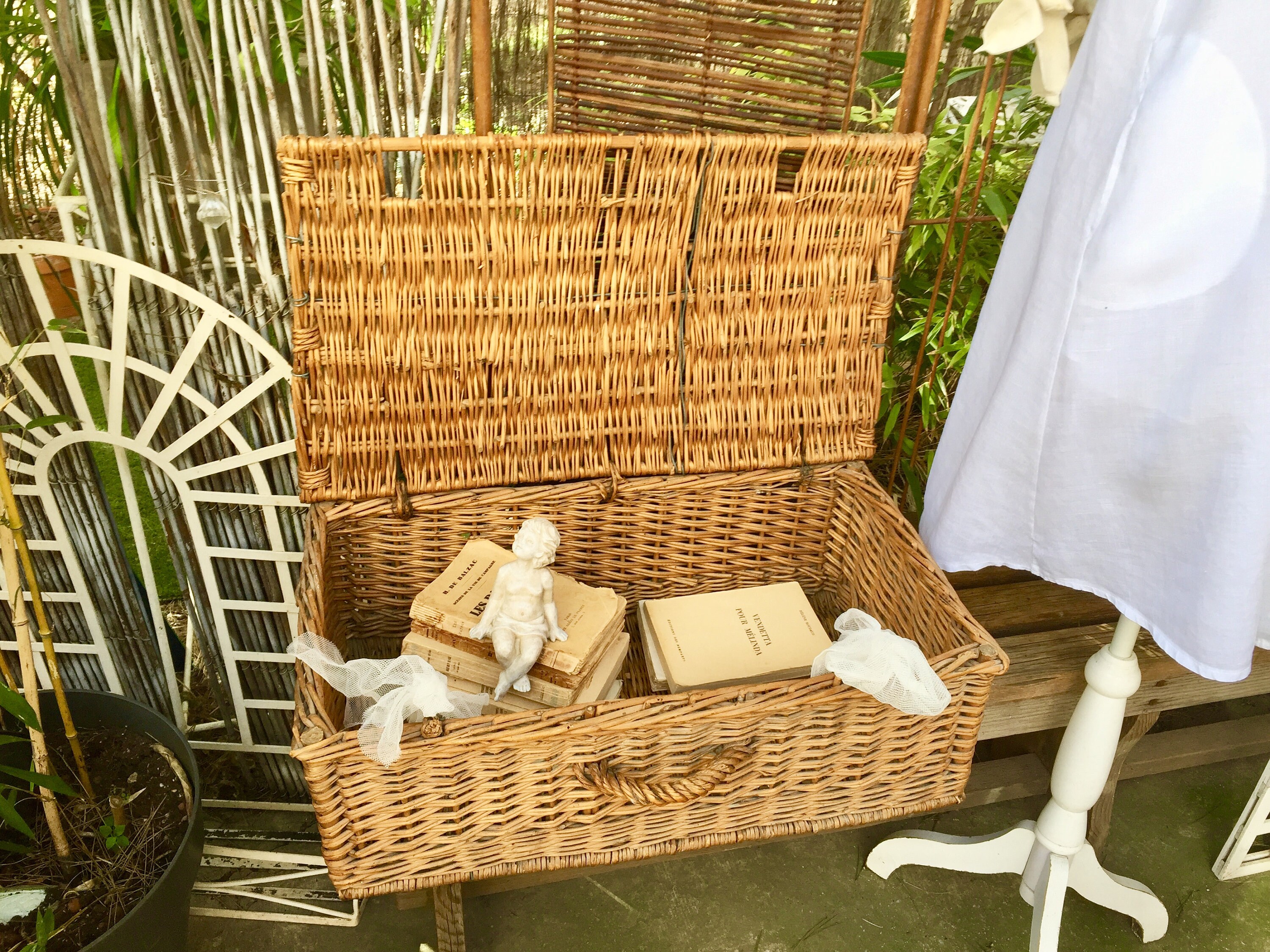 Cesta de almacenamiento de mimbre francés cesta vintage | Etsy