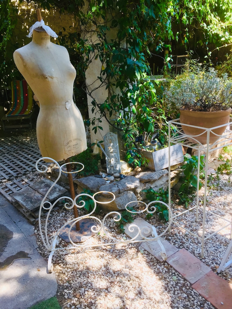 Wrought iron planter swan shape French vintage white metal plant stand for 3 pots