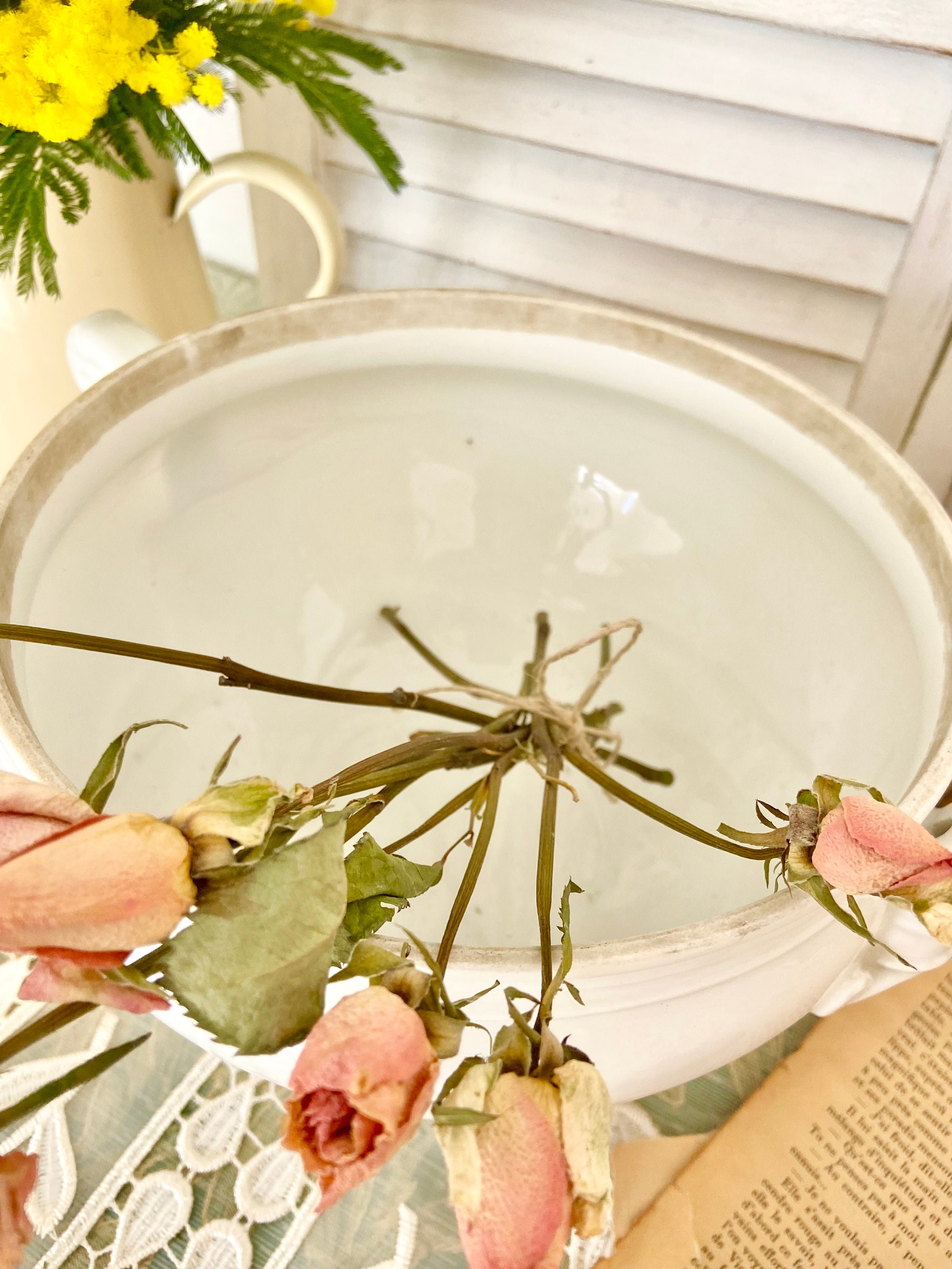 ヴィンテージフランス白磁スープチュリーン: エレガントな足付きスープ