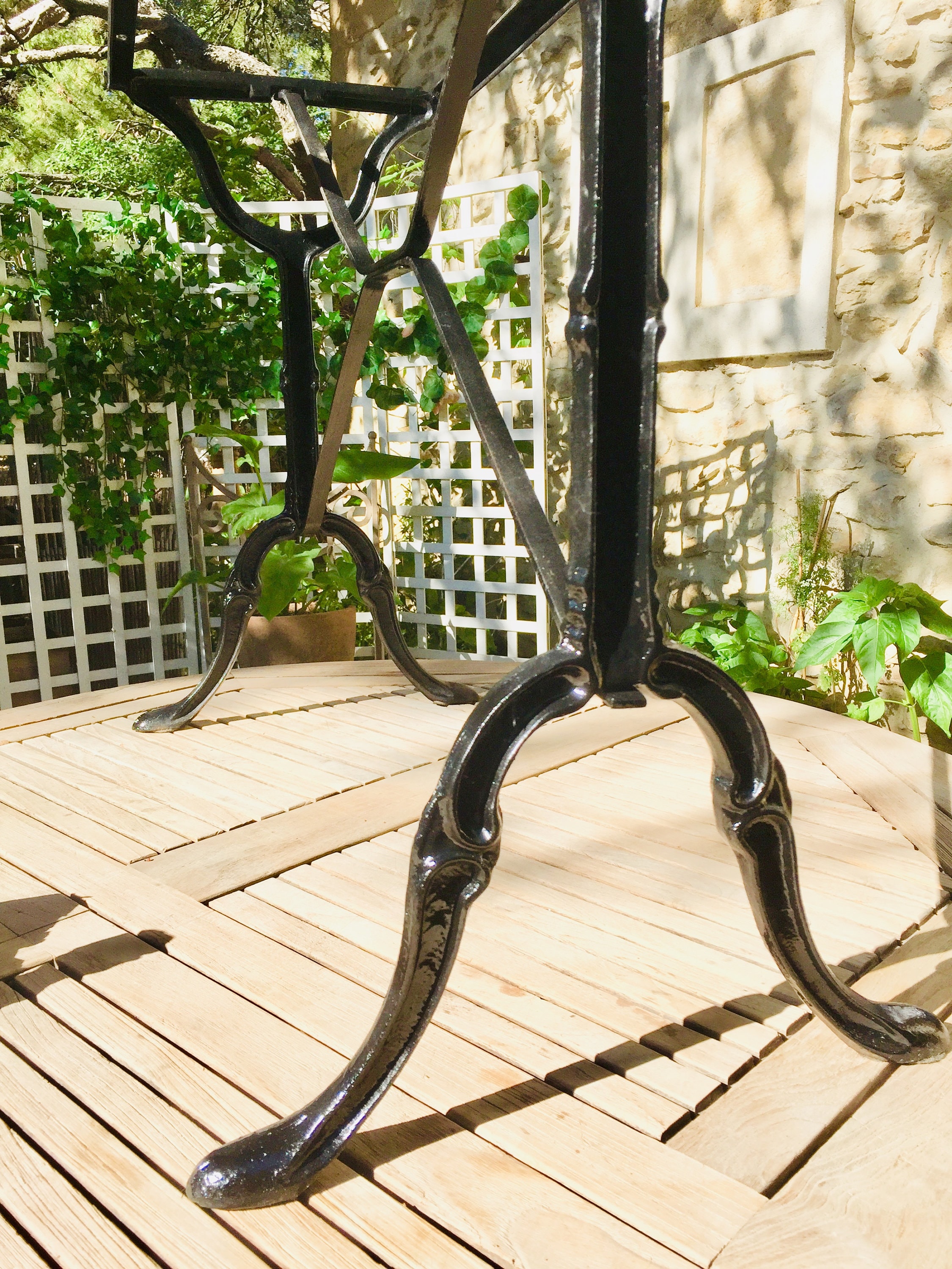 French Bistro Table Antique Wrought Iron Café Table, Black
