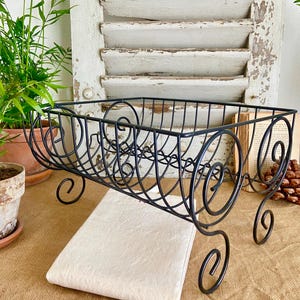 French dish rack, vintage black wire draining board plate rack, ornate country kitchen draining board rack, farmhouse plate drying rack