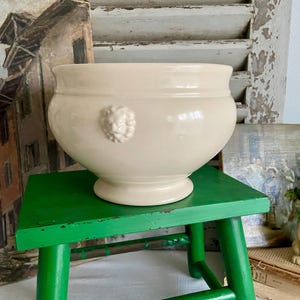 Vintage French Lion Head Tureen: XL Ironstone Soupière