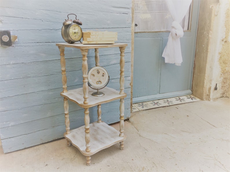 Shabby spindle shelf Nightstand French vintage bedside table Napoleon III style side end table