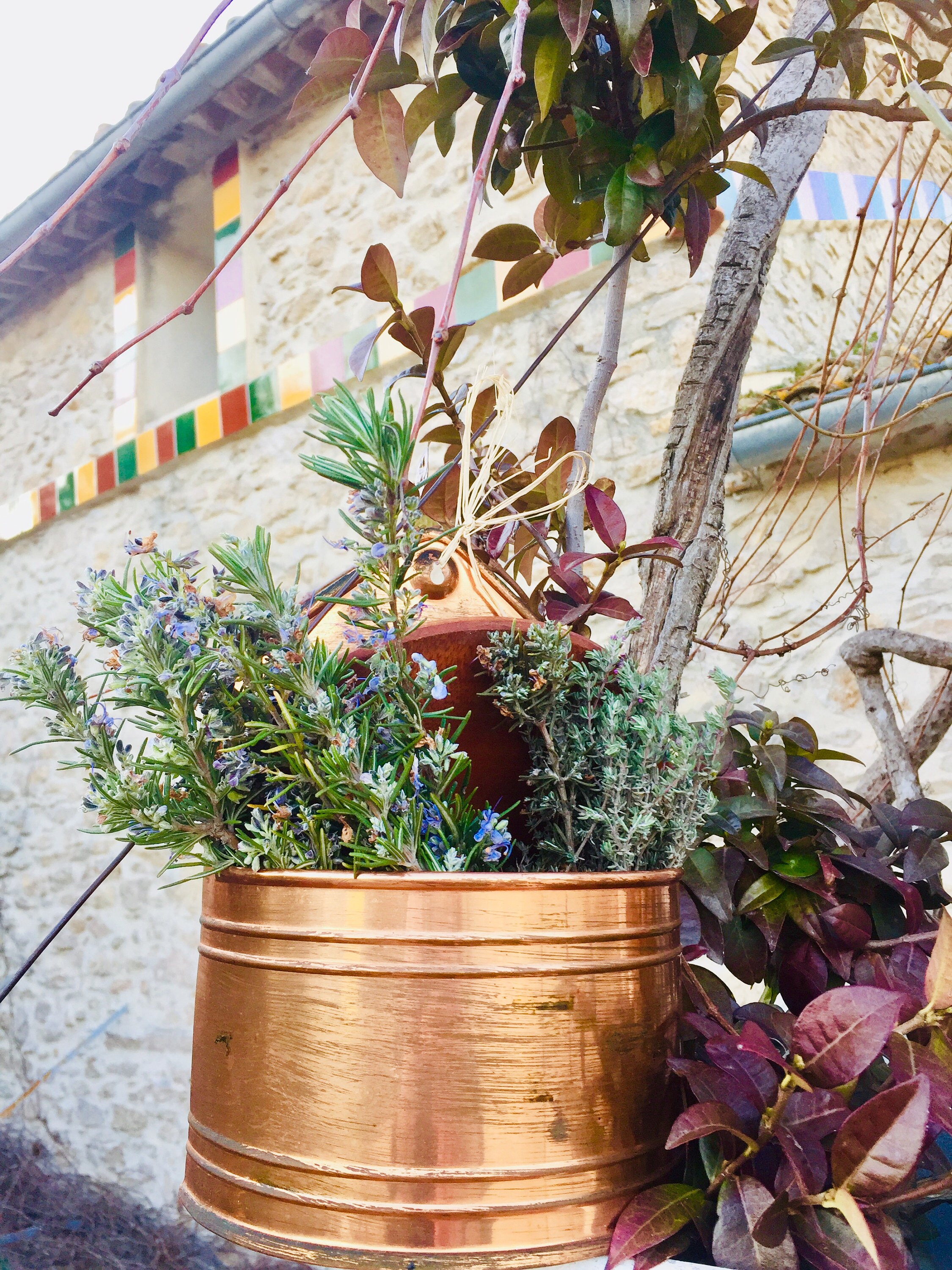 Copper salt box antique copper wall box with wooden lid, stand alone