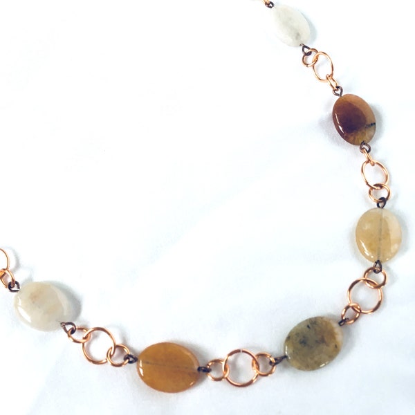 Semi-precious stone, jasper, beaded necklace, copper jewelry, fall colors, autumn jewelry, fall jewelry, earthy, statement necklace