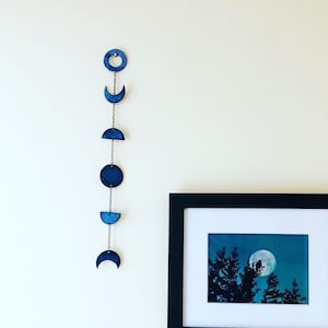 Moon Phase Wall Hanging, Celestial Decor for Nursery, Polymer Clay Wall Art Handmade & Painted, Modern Minimalist Décor for Home Office Dorm