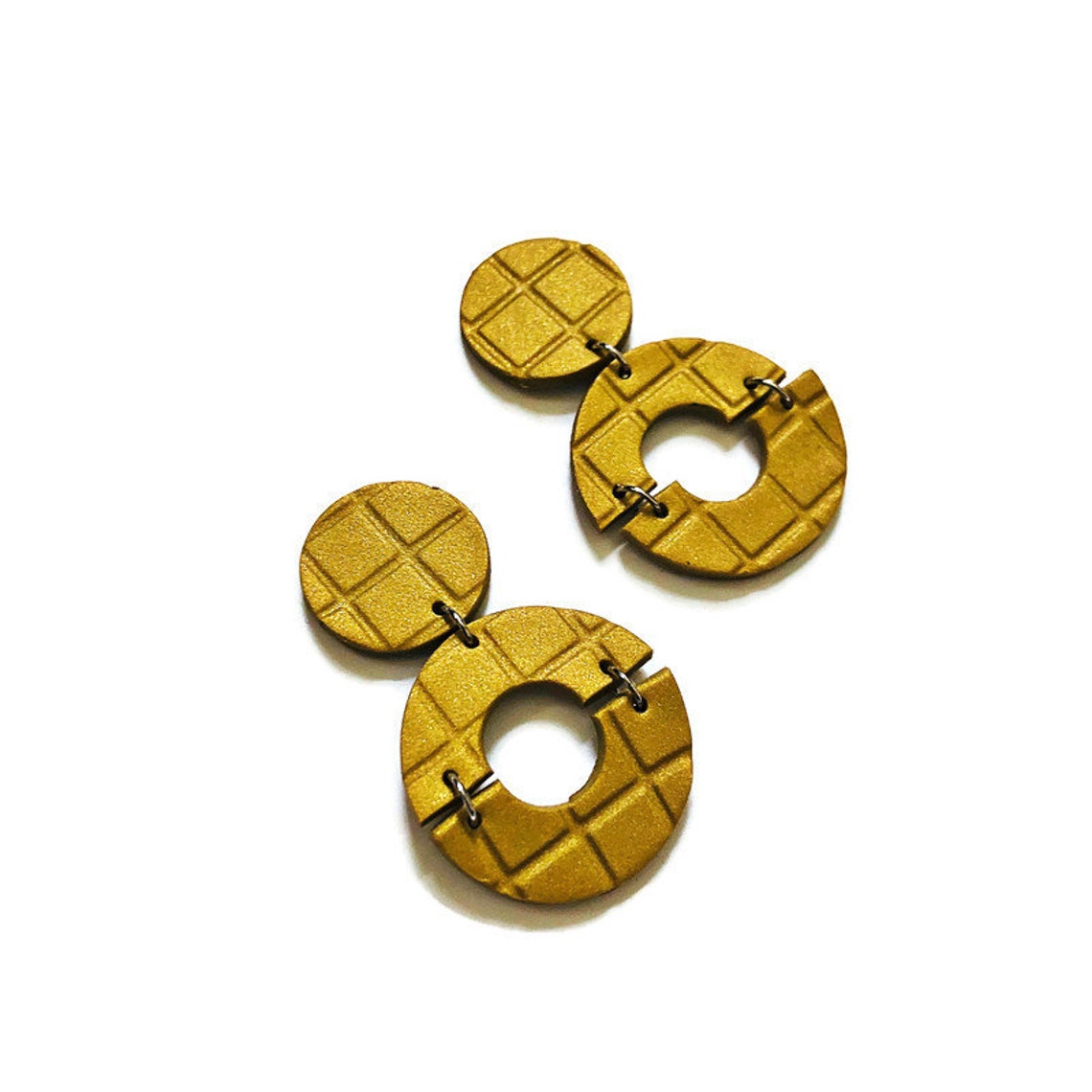 Big Statement Earrings Gold Geometric Jewelry Polymer Clay Etsy