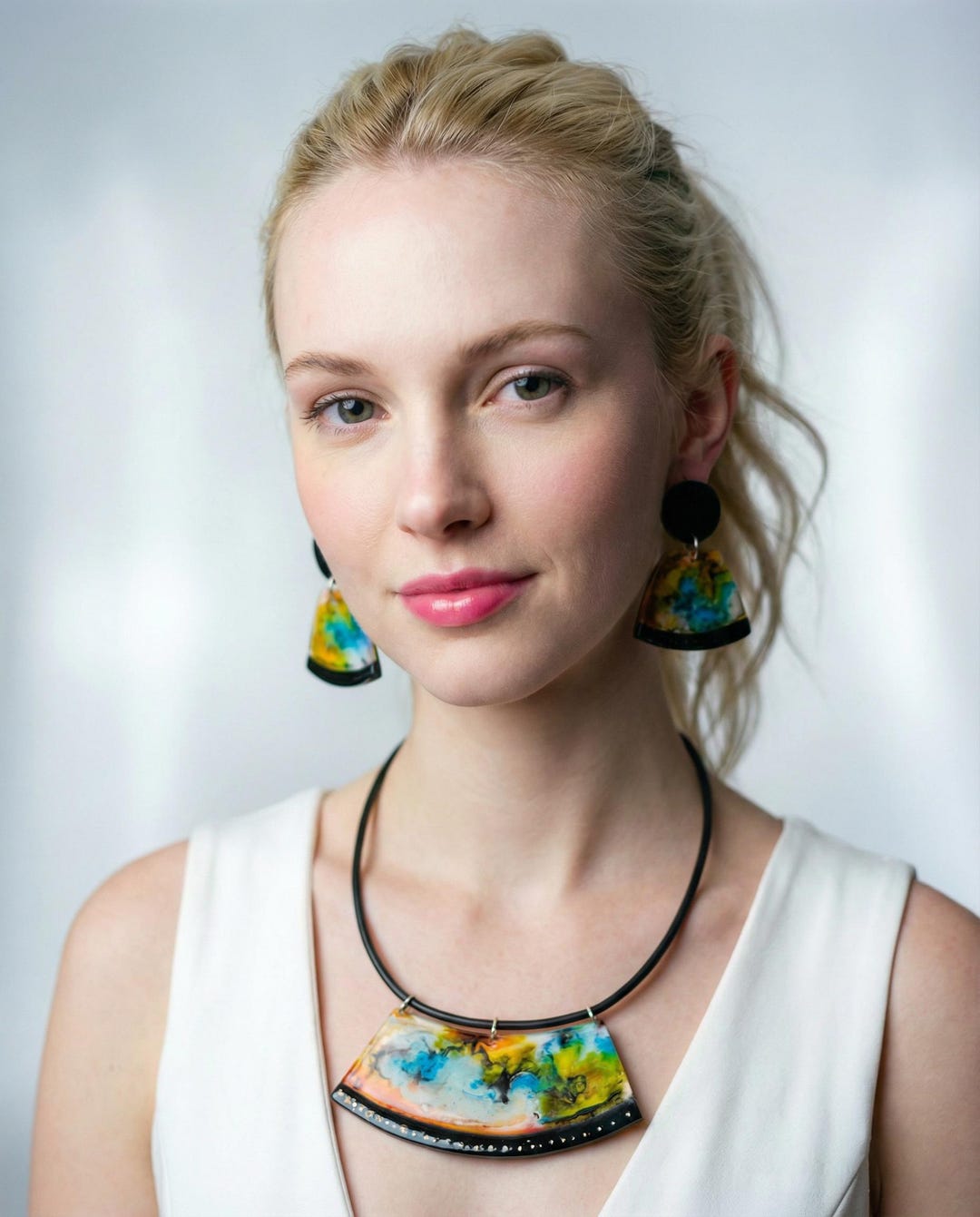 Abstract Jewelry Set With Bold Chunky Bib Necklace & Statement Earrings ...
