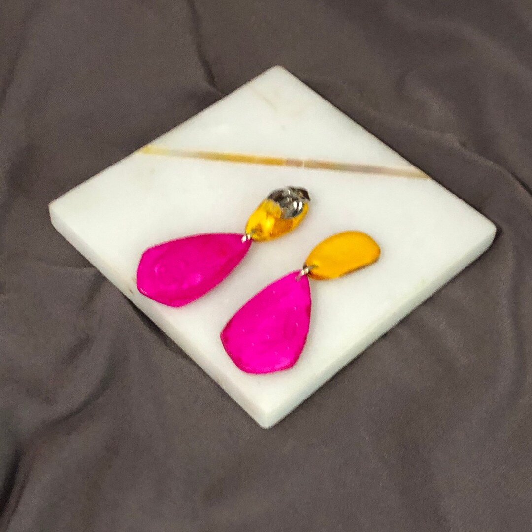 Colorful Cute Clip on Earrings for Non Pierced Ears, Polymer Clay Drop