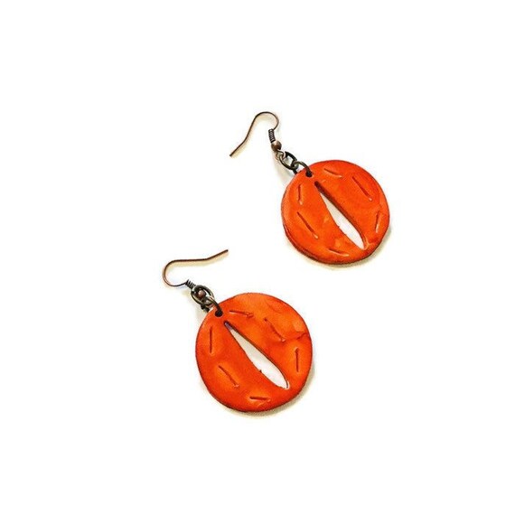 Burnt Orange Earrings Handmade from Polymer Clay Painted | Etsy