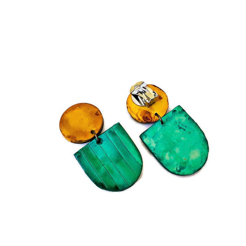 Artsy Clip On Earrings Maroon & Blue Polymer Clay Earrings Etsy