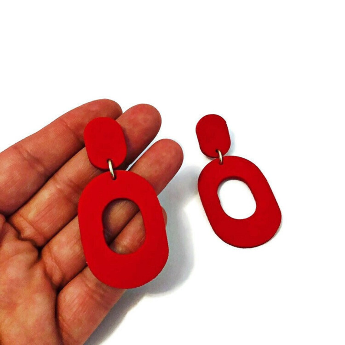 Red Clip on Earrings for Non Pierced Ears Big Statement Etsy Canada