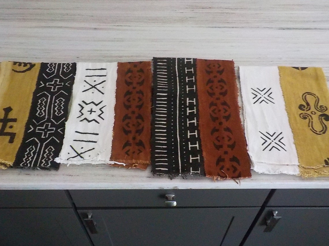 African Mud cloth table runner Rust and black 68 by Etsy