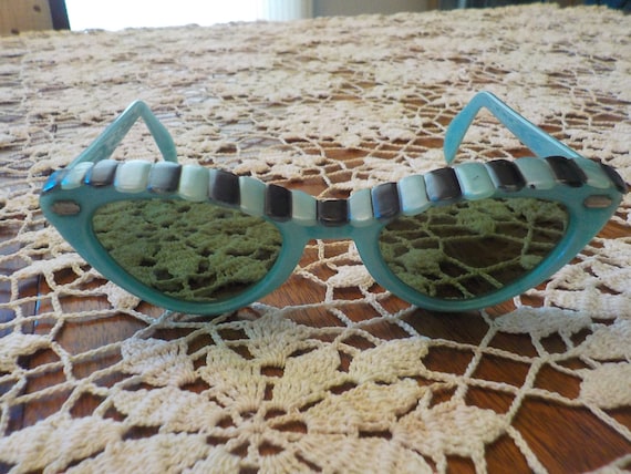 Rare Cabana Sunglasses 1950's Turquoise black Awn