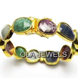 Sterling Silber 925 vergoldet mit Multi Edelstein Armband handgemachte Schmuck Hersteller Weihnachtsgeschenke Hochzeitsgeschenke Jahrestag Geschenke