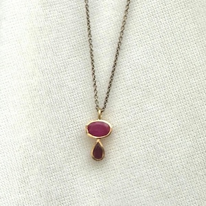 Dainty Ruby Pendant/Red Gemstone Jewelry/925 Sterling Silver 16 Inches Long Chain Necklace/Ruby Jewelry/Valentines Gifts Her/July Birthstone