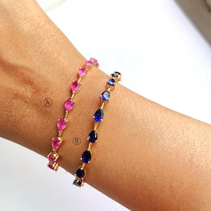 14K gold Sapphire and gold finish bracelet for the gifts Girls and Women&#39;s Wedding Anniversary Christmas Gifts Beautiful 14k gold bracelet