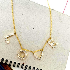 Colar de prata esterlina 925 com acabamento em ouro e diamantes Fabricante de joias artesanais Presentes de Natal Presentes de casamento Presentes de aniversário Lindo